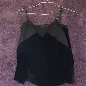 Maje velvet tank with sheer and lace accent